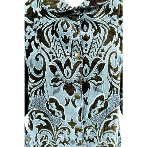 Retro Womens Artisan Made Coat Verdigris & Olive Brocade ONLY ONE S-M $275 MSRP - Picture 2 of 6